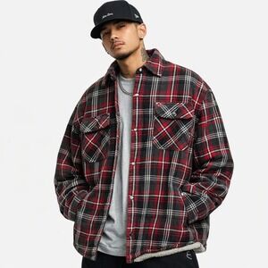 Big Mac JCPenney Fleece Plaid Snap Work Jacket‎ Mens L Vintage Preppy